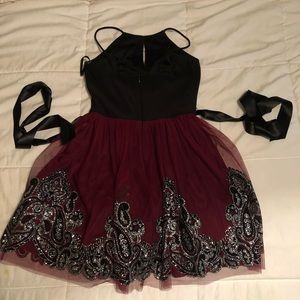 Prom dress , burgundy and black ! Worn once !
